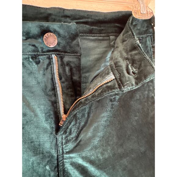 Free People Women’s Velour Dark Green Boot Cut Crop Style Pants Size 28 - Picture 4 of 11
